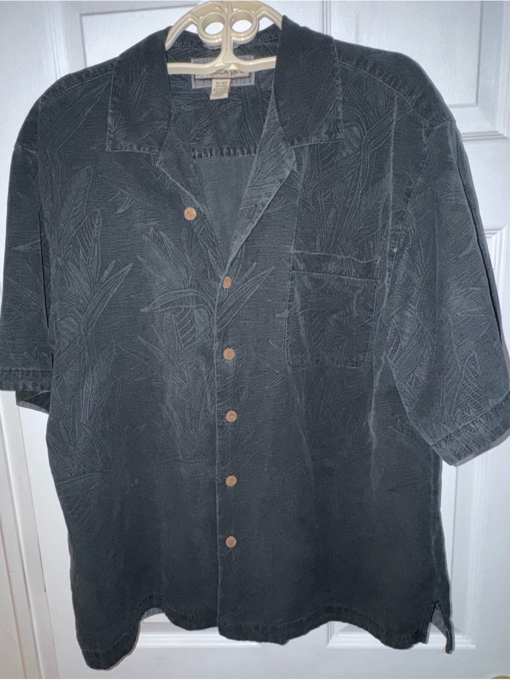 Jamaica Jaxx 100% Silk Tropical Leaf Jacquard Shirt XL